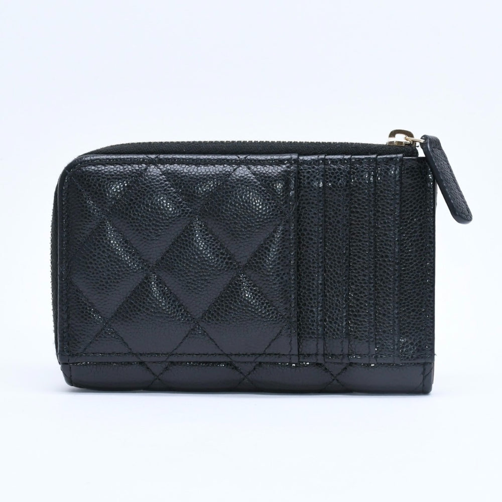 極美品 CHANEL シャネル マトラッセ コインケース AP3179 キャビアスキン コインケース ブラック ゴールド金具 中古 4a004626