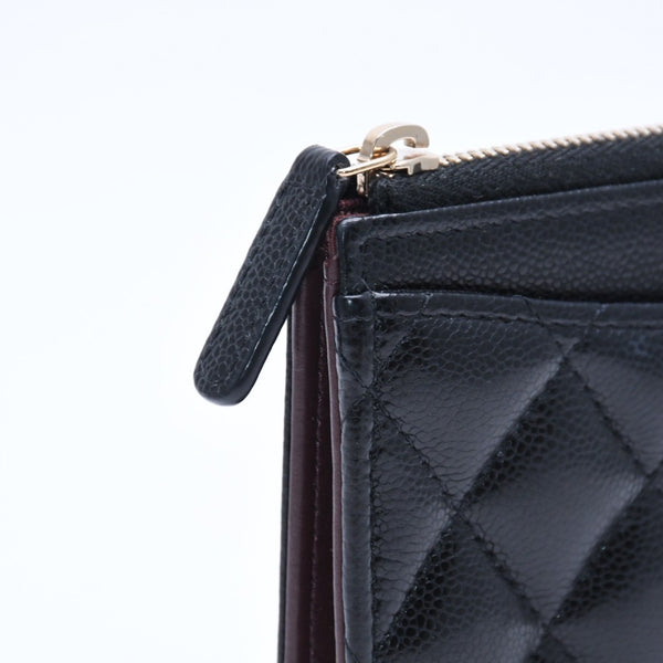Very Good Condition CHANEL Chanel Matelasse Coin Case AP3179 Caviar Skin Coin Case Black Gold Hardware Used 4a004626