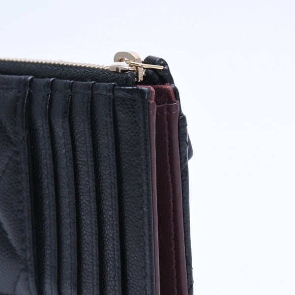 Very Good Condition CHANEL Chanel Matelasse Coin Case AP3179 Caviar Skin Coin Case Black Gold Hardware Used 4a004626