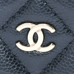 Very Good Condition CHANEL Chanel Matelasse Coin Case AP3179 Caviar Skin Coin Case Black Gold Hardware Used 4a004626