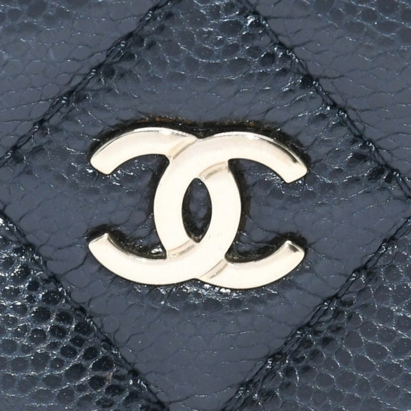 Very Good Condition CHANEL Chanel Matelasse Coin Case AP3179 Caviar Skin Coin Case Black Gold Hardware Used 4a004626