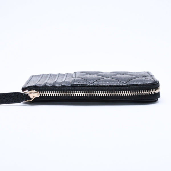 Very Good Condition CHANEL Chanel Matelasse Coin Case AP3179 Caviar Skin Coin Case Black Gold Hardware Used 4a004626