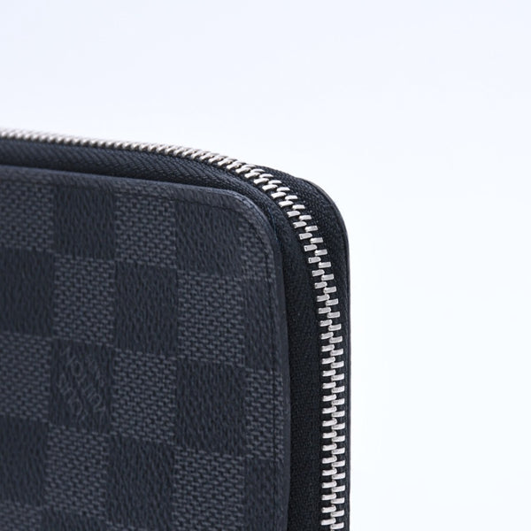Very good condition LOUIS VUITTON Damier Graphite Canvas Zippy Wallet Portefeuille Vasco Black N63095 Used 4a004621