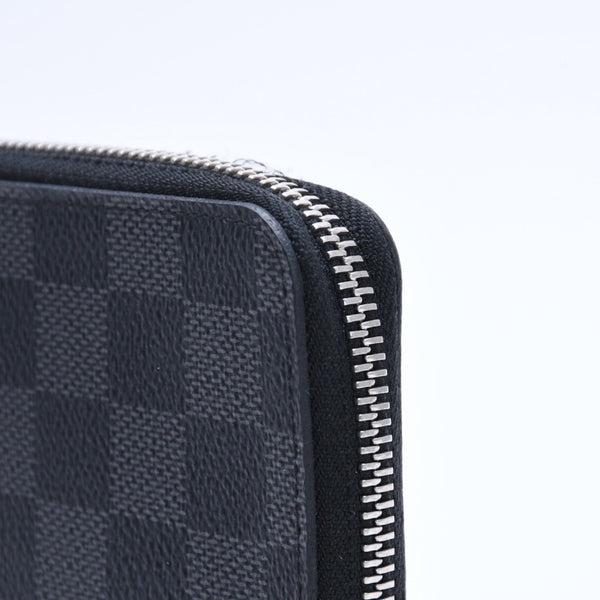 Very good condition LOUIS VUITTON Damier Graphite Canvas Zippy Wallet Portefeuille Vasco Black N63095 Used 4a004621
