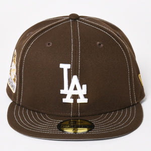 極美品 NEW ERA ニューエラ LAロゴ ブラウン ココア ホワイト キャップ 帽子 サイズ7 8/3 中古 4a004493