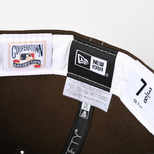 極美品 NEW ERA ニューエラ LAロゴ ブラウン ココア ホワイト キャップ 帽子 サイズ7 8/3 中古 4a004493