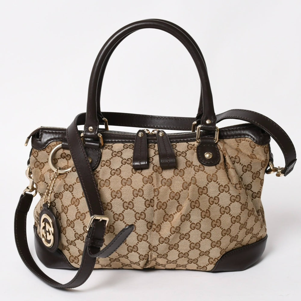 極美品 GUCCI グッチ GGキャンバス 2WAY ハンドバッグ ショルダーバッグ 247902 シルバー金具 中古 4a002912