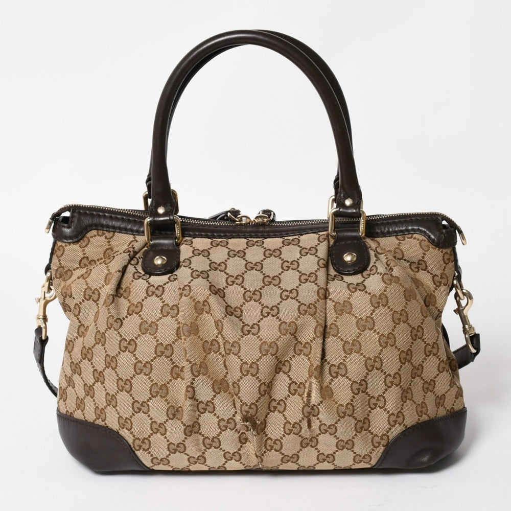 極美品 GUCCI グッチ GGキャンバス 2WAY ハンドバッグ ショルダーバッグ 247902 シルバー金具 中古 4a002912
