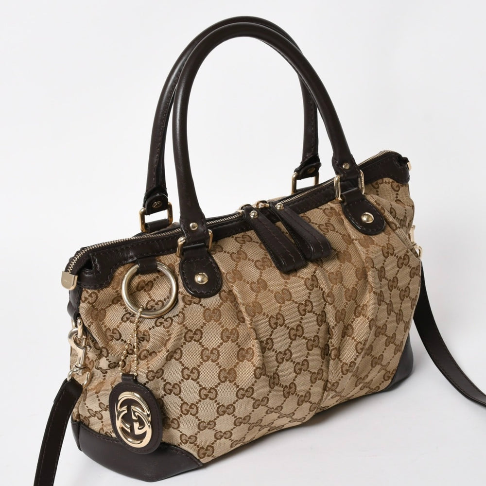 Very good condition GUCCI GG canvas 2WAY handbag shoulder bag 247902 Silver hardware used 4a002912