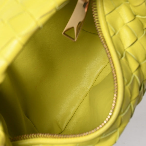 Very Good Condition BOTTEGA VENETA MINI JODIE Handbag 690225 Intrecciato Yellow Green Used 4b013557