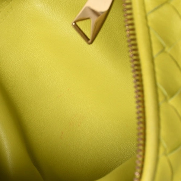 Very Good Condition BOTTEGA VENETA MINI JODIE Handbag 690225 Intrecciato Yellow Green Used 4b013557