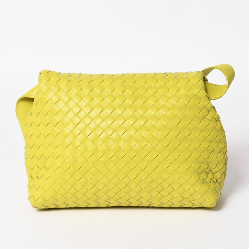 極美品 BOTTEGAVENETA ボッテガヴェネタ THE FOLD BAG ザ フォールド ショルダーバッグ 642637 イントレチャート グリーン 中古 4a001648