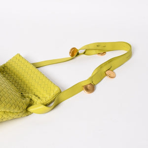 Very Good Condition BOTTEGAVENETA THE FOLD BAG The Fold Shoulder Bag 642637 Intrecciato Green Used 4a001648