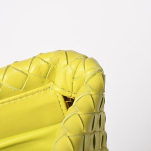 Very Good Condition BOTTEGAVENETA THE FOLD BAG The Fold Shoulder Bag 642637 Intrecciato Green Used 4a001648