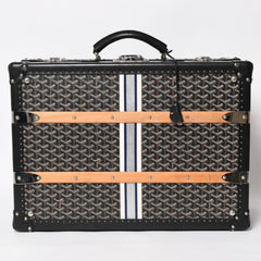 極美品 GOYARD ゴヤール パラス55 トランクケース ヘリンボーン柄 レザー ブラック 中古 4a004500