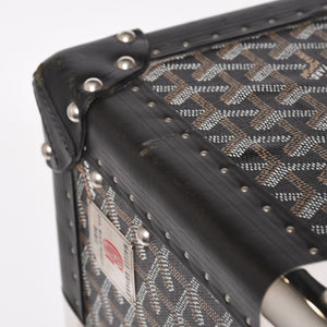 極美品 GOYARD ゴヤール パラス55 トランクケース ヘリンボーン柄 レザー ブラック 中古 4a004500