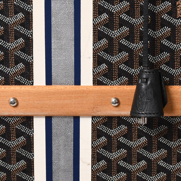 極美品 GOYARD ゴヤール パラス55 トランクケース ヘリンボーン柄 レザー ブラック 中古 4a004500