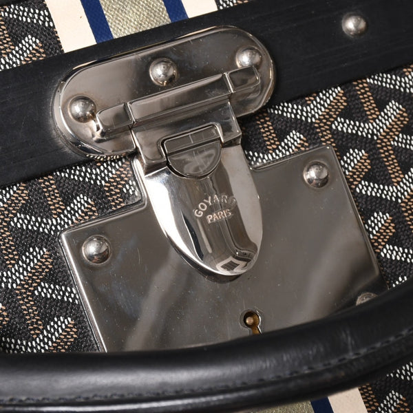 極美品 GOYARD ゴヤール パラス55 トランクケース ヘリンボーン柄 レザー ブラック 中古 4a004500