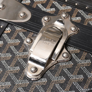 極美品 GOYARD ゴヤール パラス55 トランクケース ヘリンボーン柄 レザー ブラック 中古 4a004500