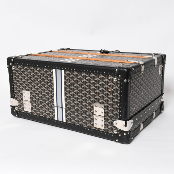 極美品 GOYARD ゴヤール パラス55 トランクケース ヘリンボーン柄 レザー ブラック 中古 4a004500
