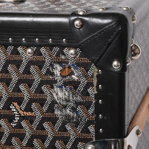 極美品 GOYARD ゴヤール パラス55 トランクケース ヘリンボーン柄 レザー ブラック 中古 4a004500