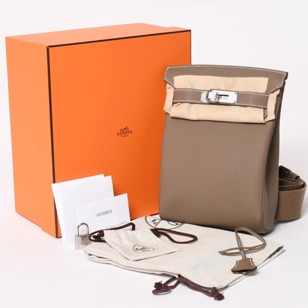 新品未使用 エルメス HERMES ケリーアッカドPM K刻印 ワンショルダーバッグ エトゥープ シルバー金具 中古 4a004690