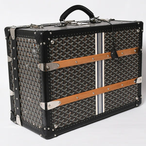 極美品 GOYARD ゴヤール パラス55 トランクケース ヘリンボーン柄 レザー ブラック 中古 4a004500