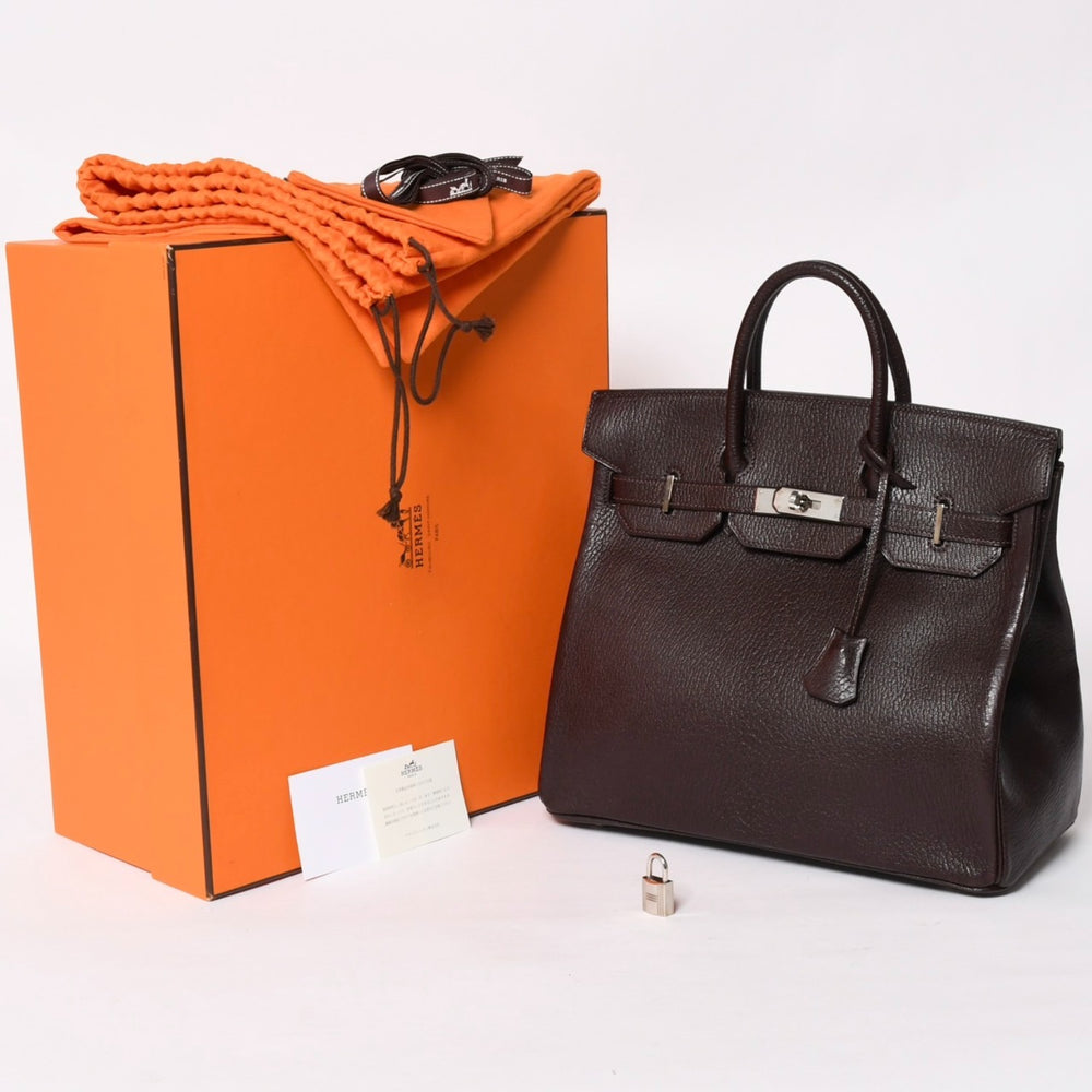極美品 エルメス HERMES オータクロア 32 ハンドバッグ シェーブル ブラウン シルバー金具 レディース □E刻印 中古 4a004665