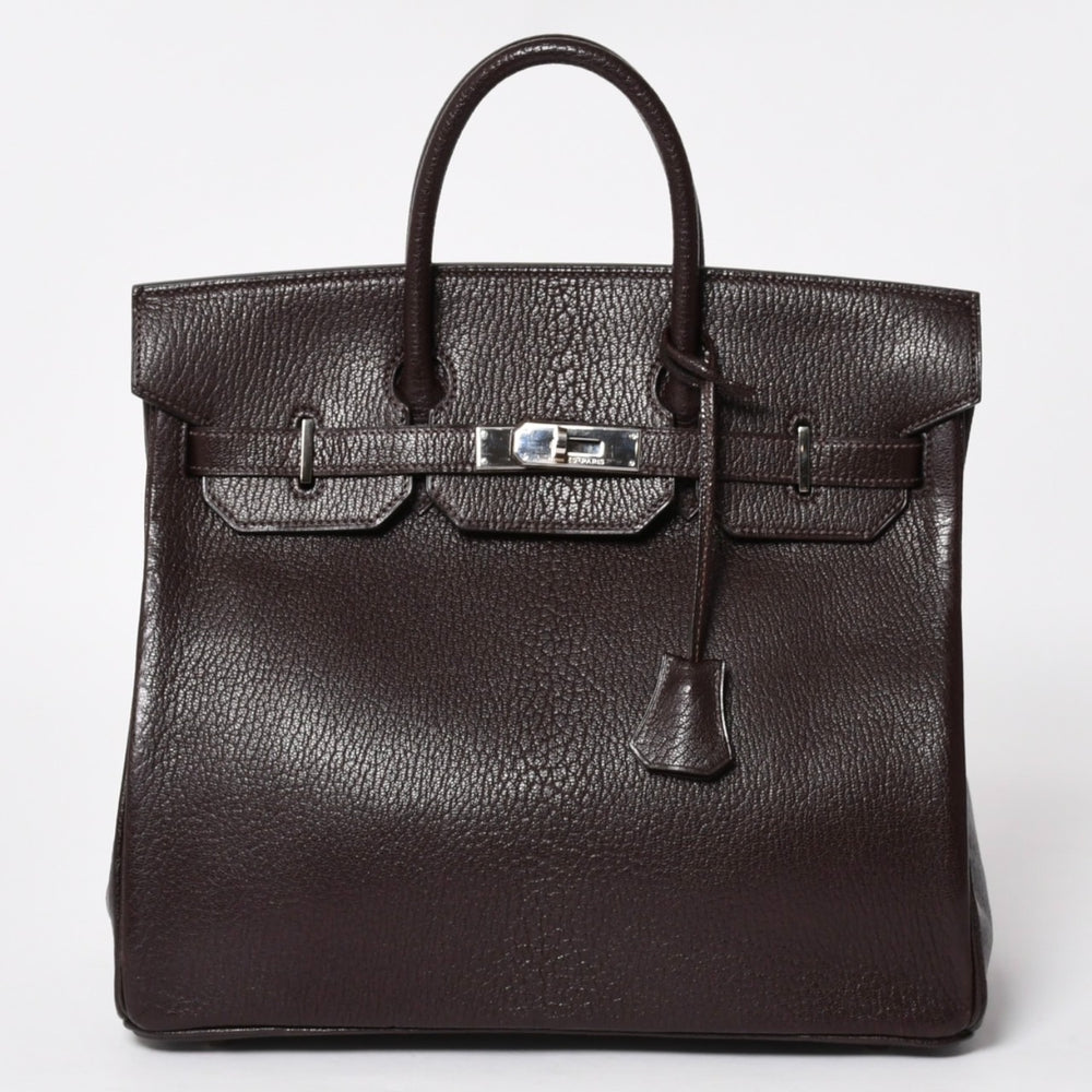 極美品 エルメス HERMES オータクロア 32 ハンドバッグ シェーブル ブラウン シルバー金具 レディース □E刻印 中古 4a004665