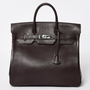 極美品 エルメス HERMES オータクロア 32 ハンドバッグ シェーブル ブラウン シルバー金具 レディース □E刻印 中古 4a004665