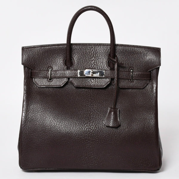 極美品 エルメス HERMES オータクロア 32 ハンドバッグ シェーブル ブラウン シルバー金具 レディース □E刻印 中古 4a004665