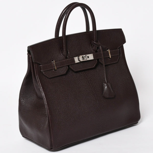 極美品 エルメス HERMES オータクロア 32 ハンドバッグ シェーブル ブラウン シルバー金具 レディース □E刻印 中古 4a004665