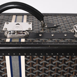 極美品 GOYARD ゴヤール パラス55 トランクケース ヘリンボーン柄 レザー ブラック 中古 4a004500