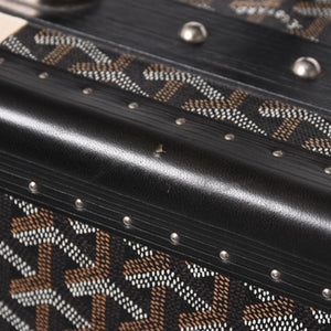 極美品 GOYARD ゴヤール パラス55 トランクケース ヘリンボーン柄 レザー ブラック 中古 4a004500