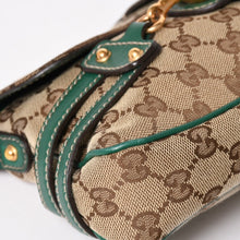 Load image into Gallery viewer, 極美品 GUCCI グッチ ショルダーバッグ GGキャンバス ホースビットチェーン ゴールド金具 レザー グリーン 159402 中古 4a004504