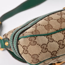 Load image into Gallery viewer, 極美品 GUCCI グッチ ショルダーバッグ GGキャンバス ホースビットチェーン ゴールド金具 レザー グリーン 159402 中古 4a004504