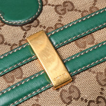 Load image into Gallery viewer, 極美品 GUCCI グッチ ショルダーバッグ GGキャンバス ホースビットチェーン ゴールド金具 レザー グリーン 159402 中古 4a004504