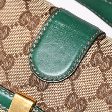 Load image into Gallery viewer, 極美品 GUCCI グッチ ショルダーバッグ GGキャンバス ホースビットチェーン ゴールド金具 レザー グリーン 159402 中古 4a004504