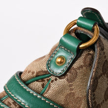 Load image into Gallery viewer, 極美品 GUCCI グッチ ショルダーバッグ GGキャンバス ホースビットチェーン ゴールド金具 レザー グリーン 159402 中古 4a004504