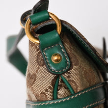 Load image into Gallery viewer, 極美品 GUCCI グッチ ショルダーバッグ GGキャンバス ホースビットチェーン ゴールド金具 レザー グリーン 159402 中古 4a004504