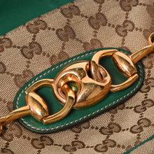 Load image into Gallery viewer, 極美品 GUCCI グッチ ショルダーバッグ GGキャンバス ホースビットチェーン ゴールド金具 レザー グリーン 159402 中古 4a004504