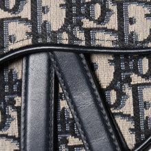 Load image into Gallery viewer, 極美品 Christian Dior クリスチャンディオール オブリークサドルバッグ キャンバス×レザー ハンドバッグ ネイビー ゴールド金具 中古 4a004720