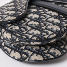 Load image into Gallery viewer, 極美品 Christian Dior クリスチャンディオール オブリークサドルバッグ キャンバス×レザー ハンドバッグ ネイビー ゴールド金具 中古 4a004720