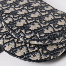 Load image into Gallery viewer, 極美品 Christian Dior クリスチャンディオール オブリークサドルバッグ キャンバス×レザー ハンドバッグ ネイビー ゴールド金具 中古 4a004720