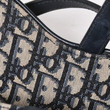 Load image into Gallery viewer, 極美品 Christian Dior クリスチャンディオール オブリークサドルバッグ キャンバス×レザー ハンドバッグ ネイビー ゴールド金具 中古 4a004720