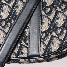 Load image into Gallery viewer, 極美品 Christian Dior クリスチャンディオール オブリークサドルバッグ キャンバス×レザー ハンドバッグ ネイビー ゴールド金具 中古 4a004720