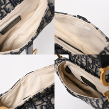 Load image into Gallery viewer, 極美品 Christian Dior クリスチャンディオール オブリークサドルバッグ キャンバス×レザー ハンドバッグ ネイビー ゴールド金具 中古 4a004720