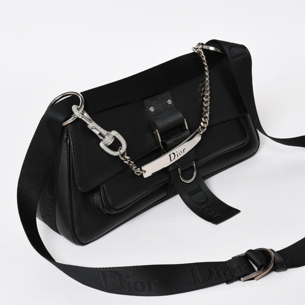 Very Good Condition Christian Dior Hardcore Line Shoulder Bag 05-MA-1023 Rhinestone Galliano Period Used 4a004776