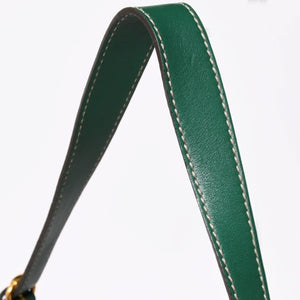 極美品 GUCCI グッチ ショルダーバッグ GGキャンバス ホースビットチェーン ゴールド金具 レザー グリーン 159402 中古 4a004504