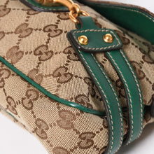 Load image into Gallery viewer, 極美品 GUCCI グッチ ショルダーバッグ GGキャンバス ホースビットチェーン ゴールド金具 レザー グリーン 159402 中古 4a004504
